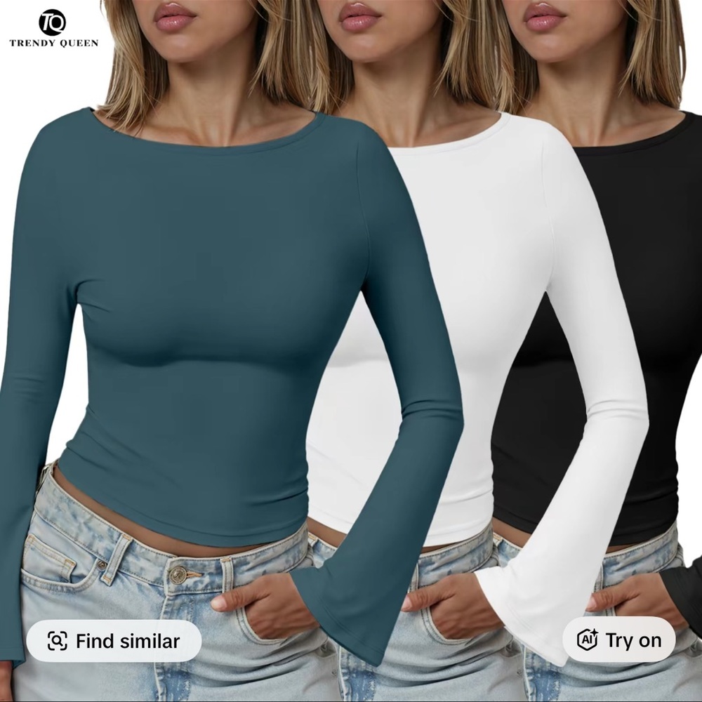 Set of 3 long sleeve flared sleeve top